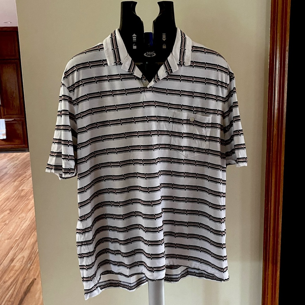 Men’s Murano slim fit collared red white and blue striped polo